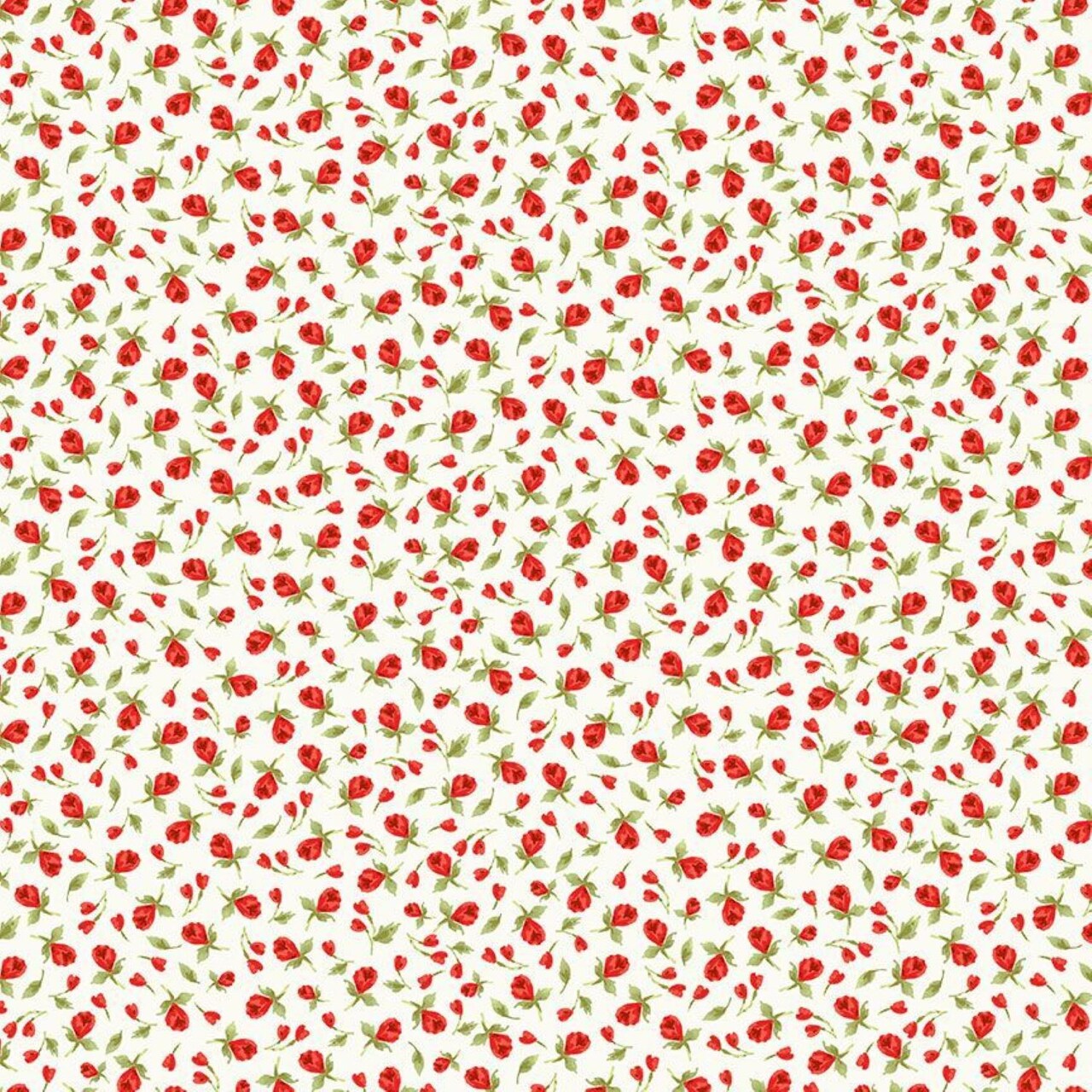 Vintage Rose Red Tiny Cute Roses Cream Cotton Fabric Timeless Treasures BTY